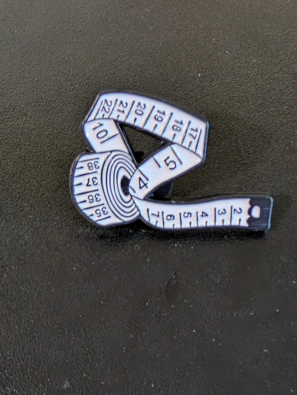 Black & White Tape Measure Enamel Pin - Accessory